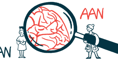 Aduhelm | Alzheimer's News Today | illustration of a magnifying glass hovering over brain tissue for AAN 2022