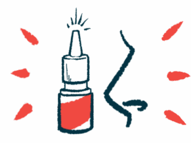 An illustration shows a bottle of intranasal therapy.