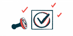 An illustration shows a checkmark stamp.