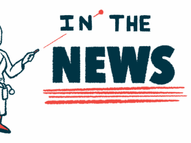 A person in a lab coat shines a laser pointer at the words, 