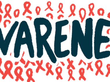 Small red ribbons surround the word 