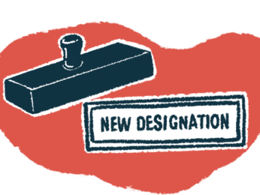 A rubber stamp hovers over the words 'new designation'